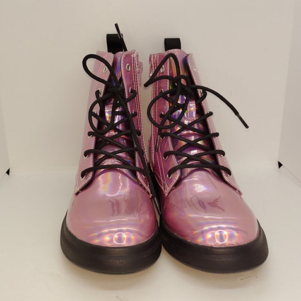 Report Designer Womens NEW w/Tags Rose Irridescent Combat Boots - sz. 5 WOW!! - Picture 3 of 7